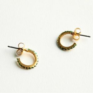 24k gold plated hoop earrings green